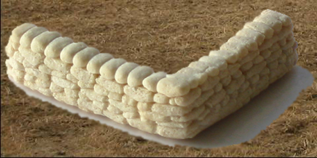 Sandbagged emplacement made of play dough.