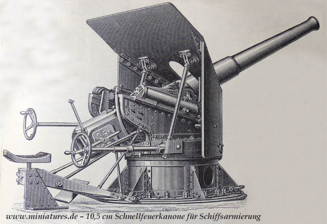 10,5 cm Schnellfeuerkanone für Schiffsarmierung.